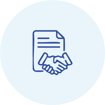 Contract document and handshake icon