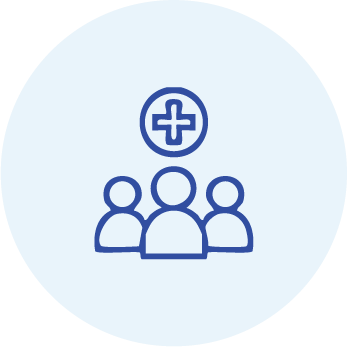 Group of people with a medical cross icon