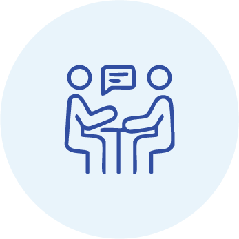 Two people in a consultation icon