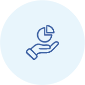 Hand holding a pie chart icon