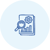 Magnifying glass over a financial report icon